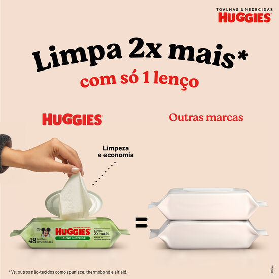 Kit Lenços Umedecidos Huggies Higiene Superior - 6 pacotes 288 lenços
